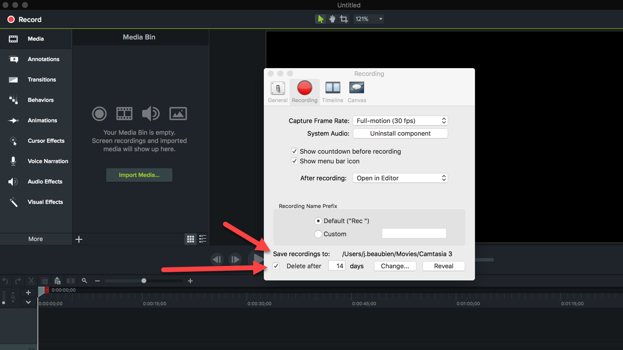 how to reorcd only audior in camtasia 3